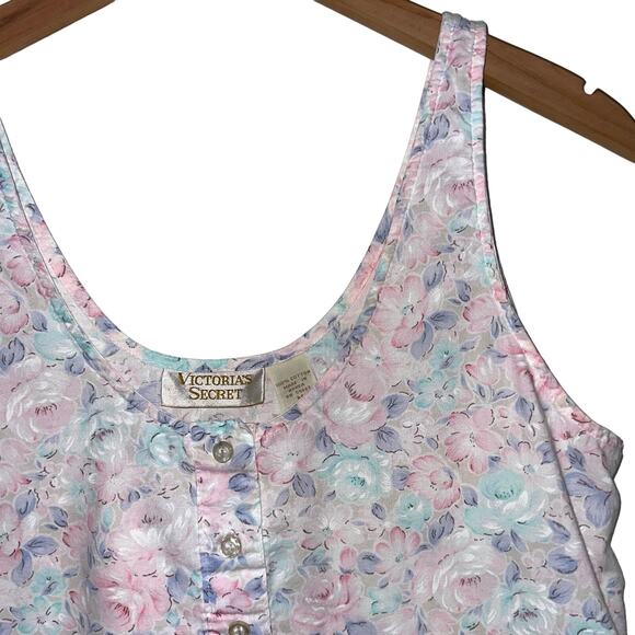 Vintage Victoria’s Secret Gold Label Pastel Floral Sleep Tank Top Size Medium - Picture 2 of 9